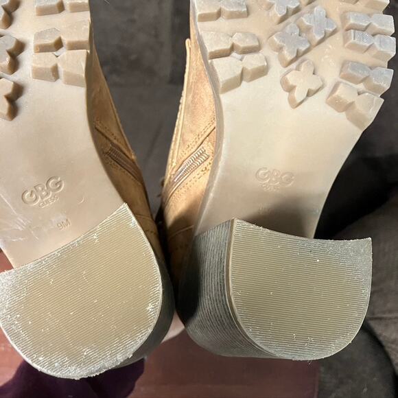 G by Guess Jayden Combat boot Tan Womens 9m Block‎ Heel Zipper Buckle - Picture 10 of 12